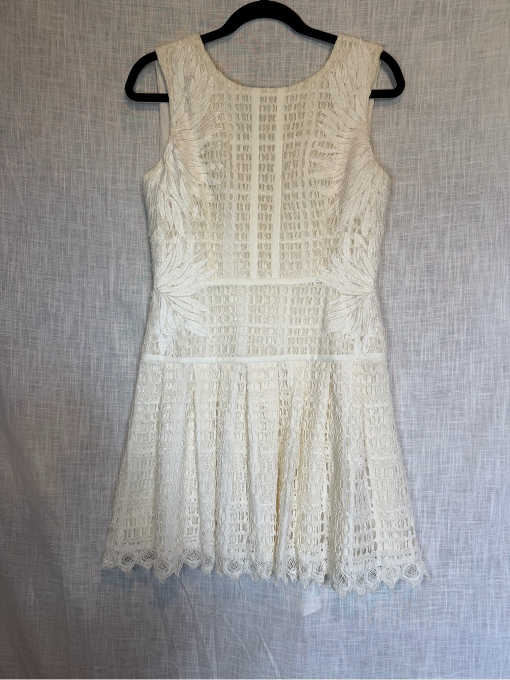 BCBGMaxAzria Ivory Lace Sleeveless Mini Dress